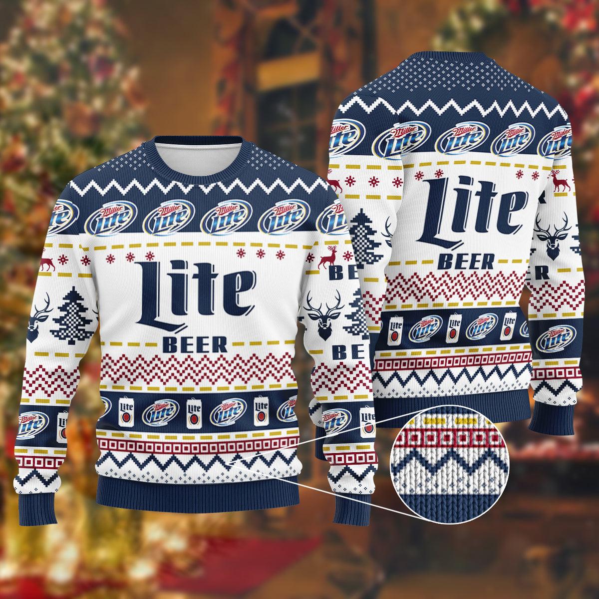 Festive Miller Lite Christmas Sweaters: The Ultimate Holiday Gear - Flexiquor.com