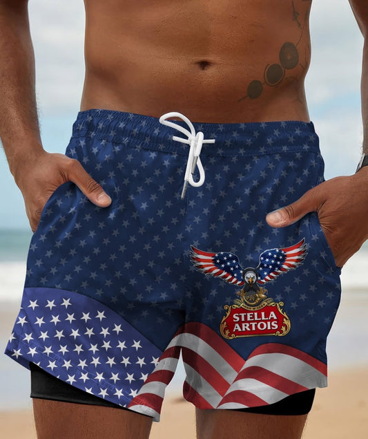 American Eagle Stella Artois Compression Liner Swim Trunks - Flexiquor.com