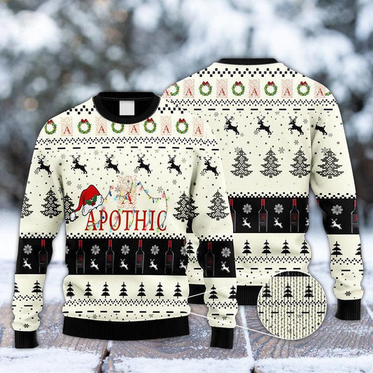 Apothic Wine Reindeer Snowy Night Ugly Sweater
