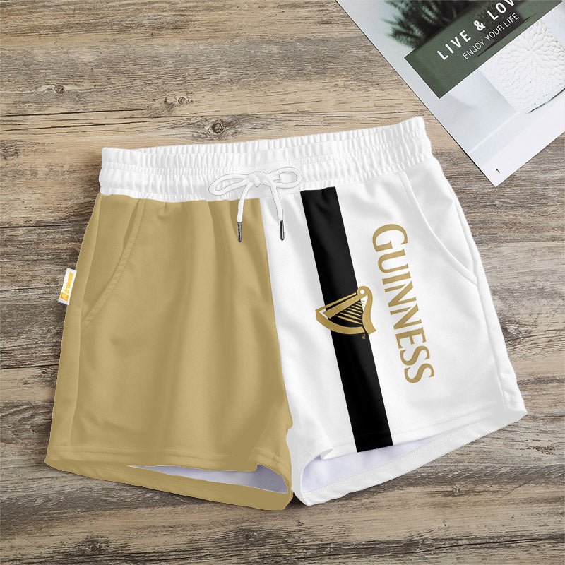 Beige White Guinness Women's Casual Shorts - Flexiquor.com