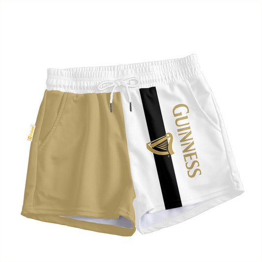 Beige White Guinness Women's Casual Shorts - Flexiquor.com