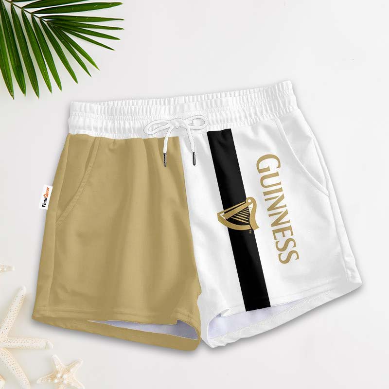Beige White Guinness Women's Casual Shorts - Flexiquor.com