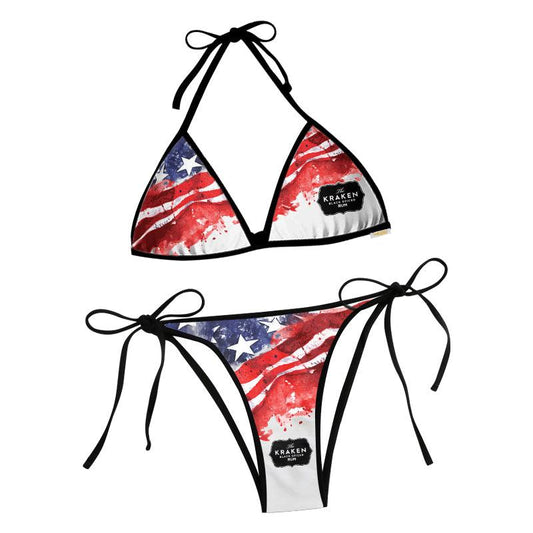 Kraken Rum Blur American Flag Triangle Beach Bikini