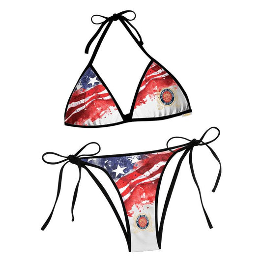 Miller Lite Blur American Flag Triangle Beach Bikini