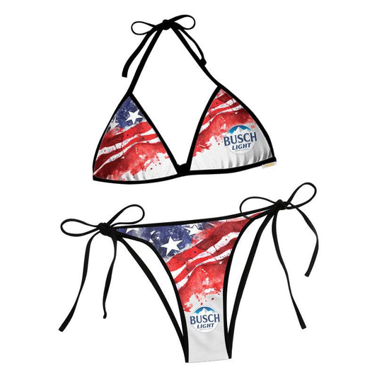 Busch Light Blur American Flag Triangle Beach Bikini