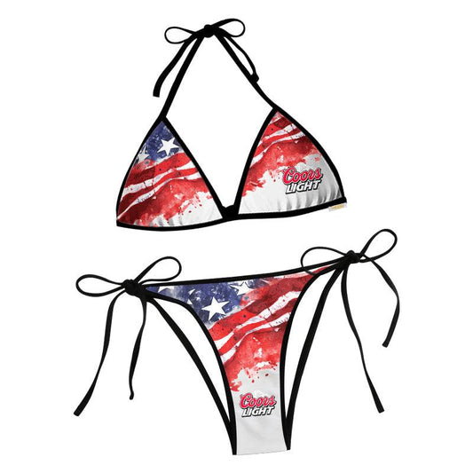 Coors Light Blur American Flag Triangle Beach Bikini