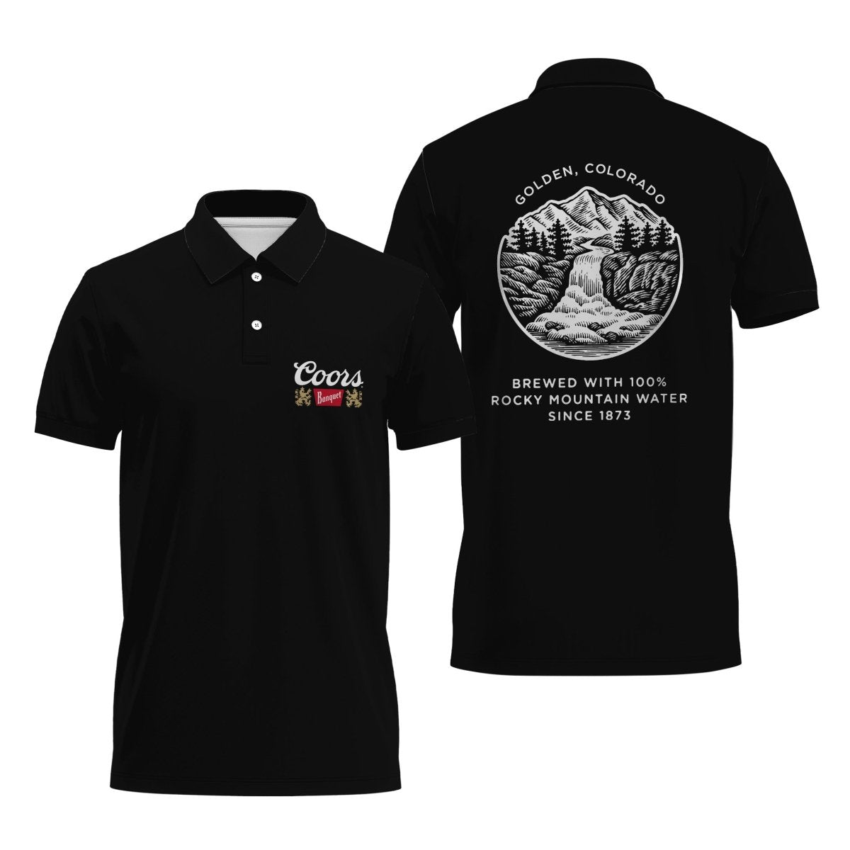 Black Coors Banquet Waterfall Polo Shirt - Flexiquor.com