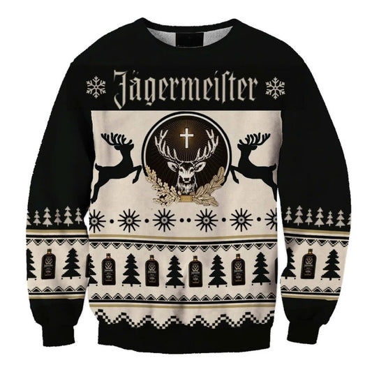 Cozy Jagermeister Christmas Ugly Sweater - Flexiquor.com