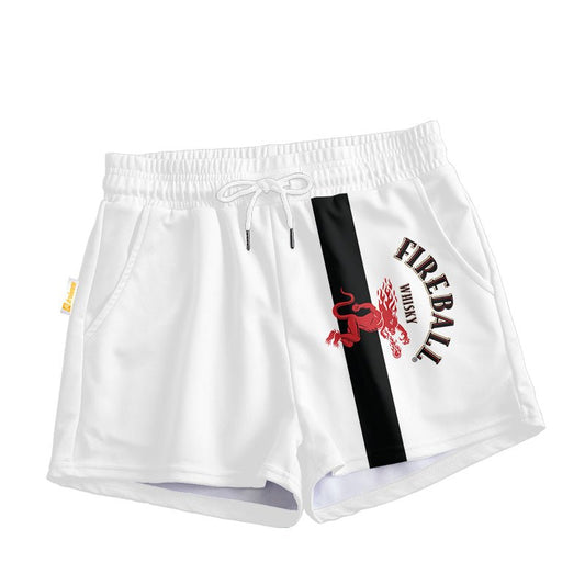 Black Stripe Fireball Women's Casual Shorts - Flexiquor.com