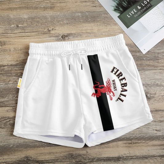 Black Stripe Fireball Women's Casual Shorts - Flexiquor.com