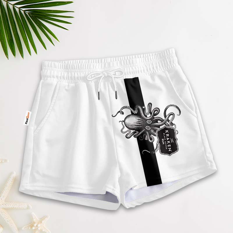 Black Stripe Kraken Rum Women's Casual Shorts - Flexiquor.com