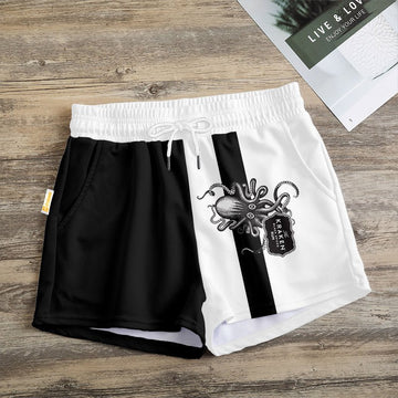 Black White Kraken Rum Women's Casual Shorts - Flexiquor.com