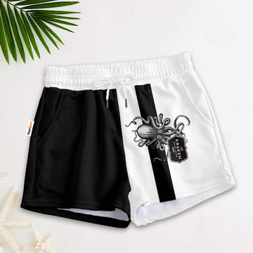 Black White Kraken Rum Women's Casual Shorts - Flexiquor.com