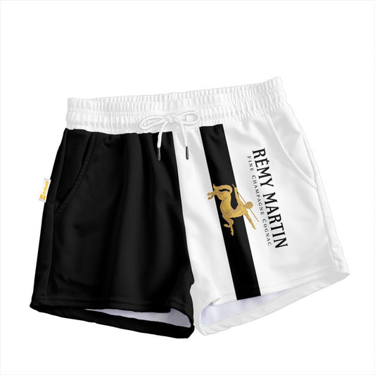 Black White Remy Martin Women's Casual Shorts - Flexiquor.com