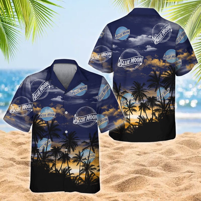 Blue Moon Sunset Men's Plus Size Hawaiian Shirt - Flexiquor.com