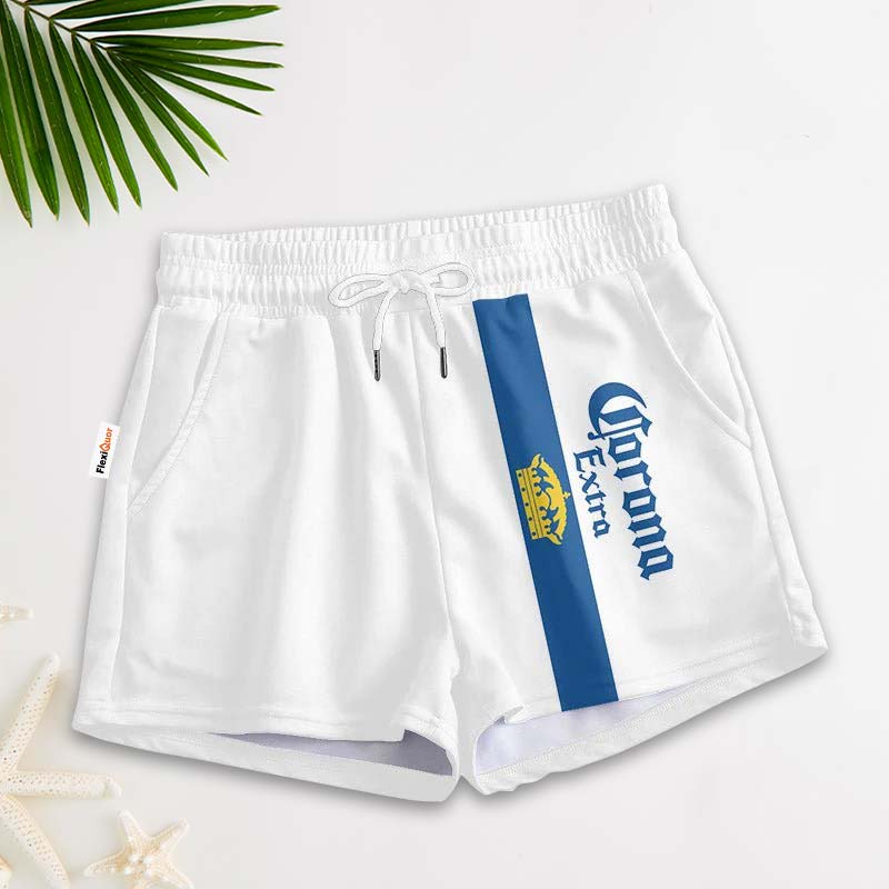 Blue Stripe Corona Extra Women's Casual Shorts - Flexiquor.com