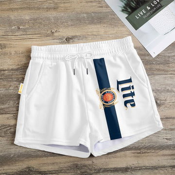 Blue Stripe Miller Lite Women's Casual Shorts - Flexiquor.com