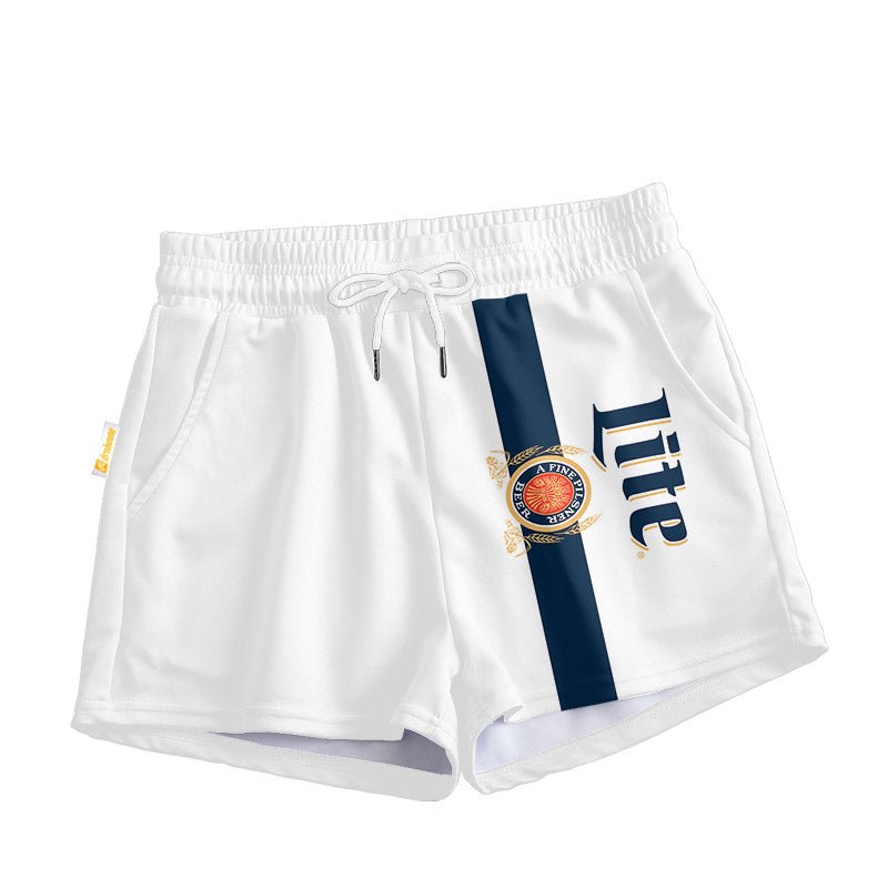 Blue Stripe Miller Lite Women's Casual Shorts - Flexiquor.com