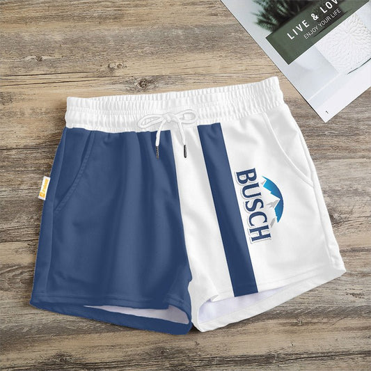 Blue White Busch Light Women's Casual Shorts - Flexiquor.com