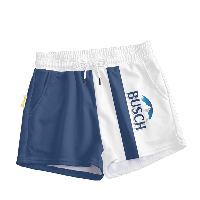 Blue White Busch Light Women's Casual Shorts - Flexiquor.com