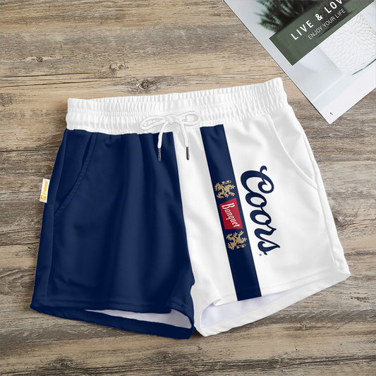 Blue White Coors Banquet Women's Casual Shorts