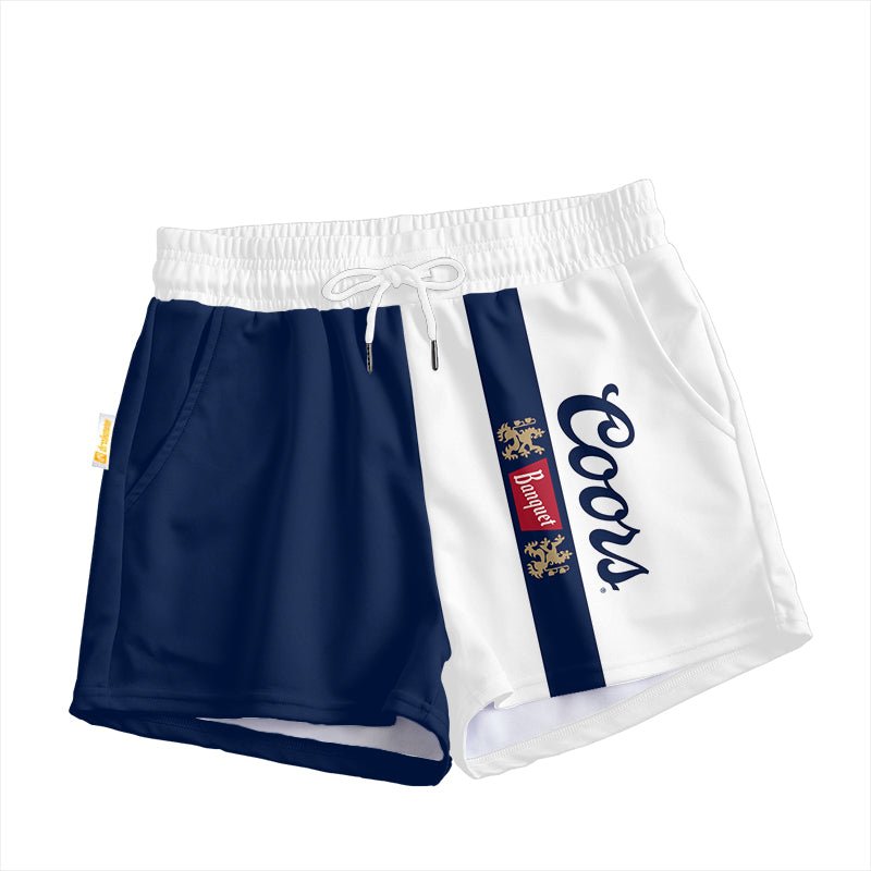 Blue White Coors Banquet Women's Casual Shorts - Flexiquor.com