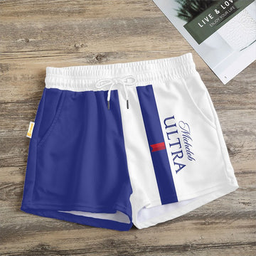 Blue White Michelob Ultra Women's Casual Shorts - Flexiquor.com