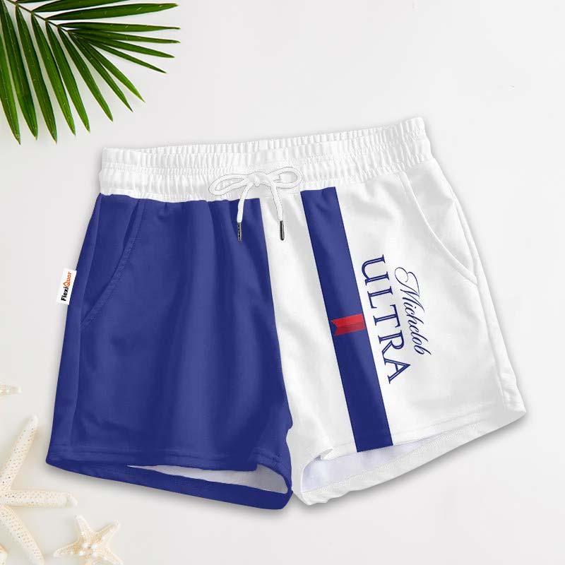 Blue White Michelob Ultra Women's Casual Shorts - Flexiquor.com