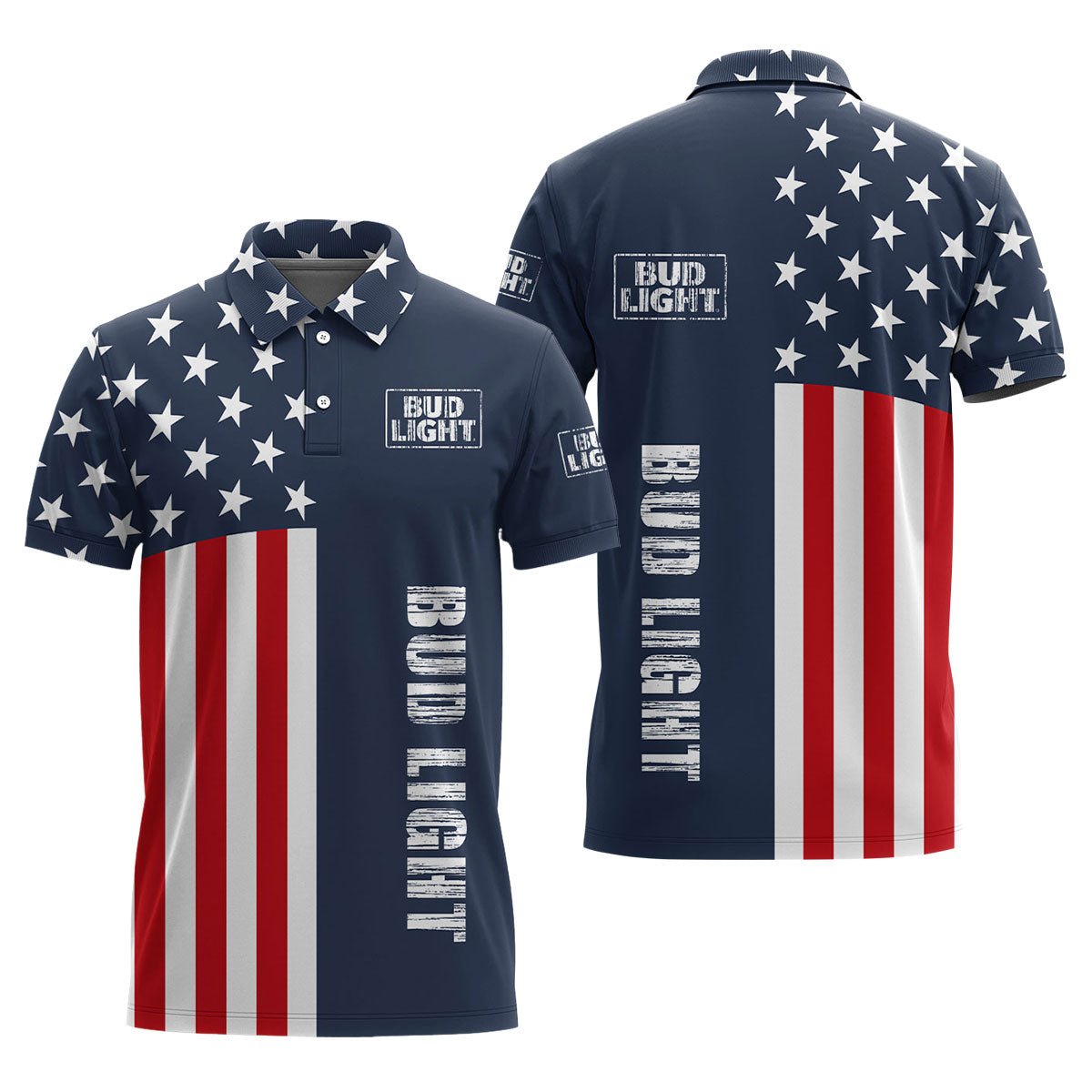 Bud Light America Flag Polo Shirt - Flexiquor.com