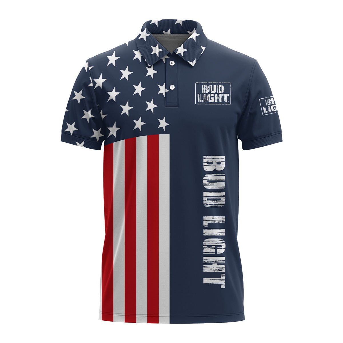 Bud Light America Flag Polo Shirt - Flexiquor.com