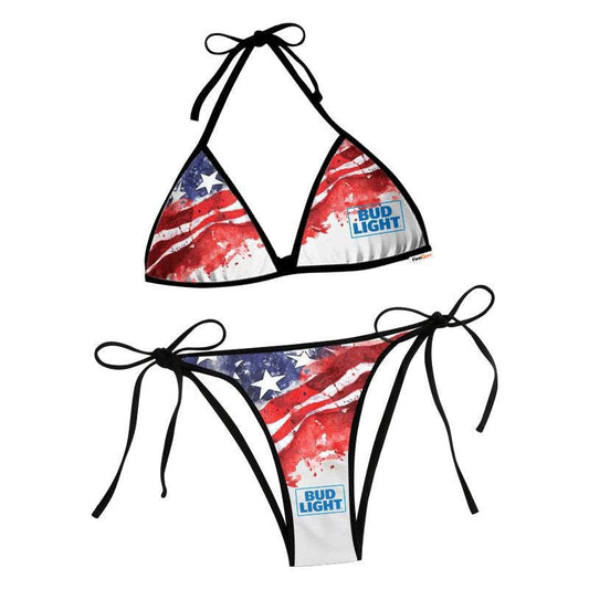 Bud Light Blur American Flag Triangle Beach Bikini - Flexiquor.com