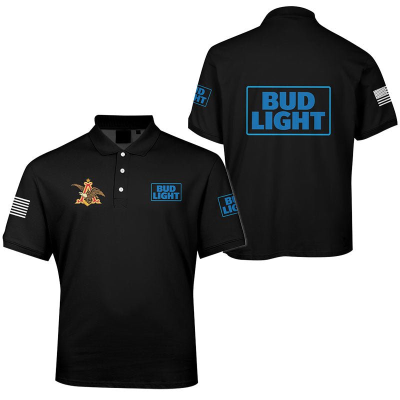 Bud Light USA Flag Men's Plus Size Polo Shirt - Flexiquor.com