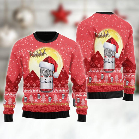 Santa Claus Sleigh Budweiser Ugly Sweater