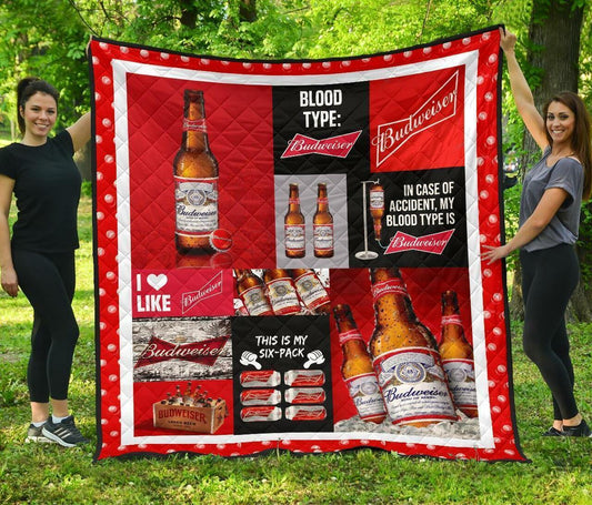 Budweiser Blood Type Flannel Blanket