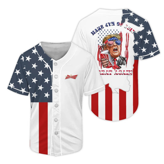 Budweiser Donald Trump Independence Day Baseball Jersey - Flexiquor.com