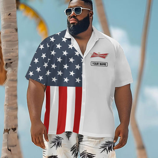 Personalized Budweiser Donald Trump Men's Plus Size Hawaiian Shirt - Flexiquor.com