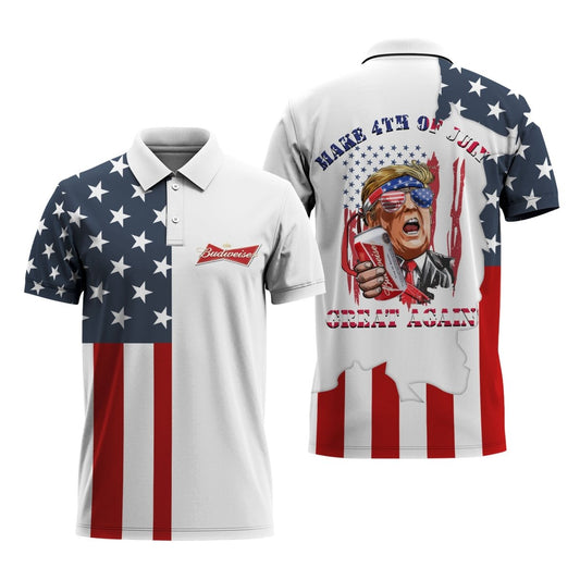 Budweiser Donald Trump Independence Day Polo Shirt - Flexiquor.com