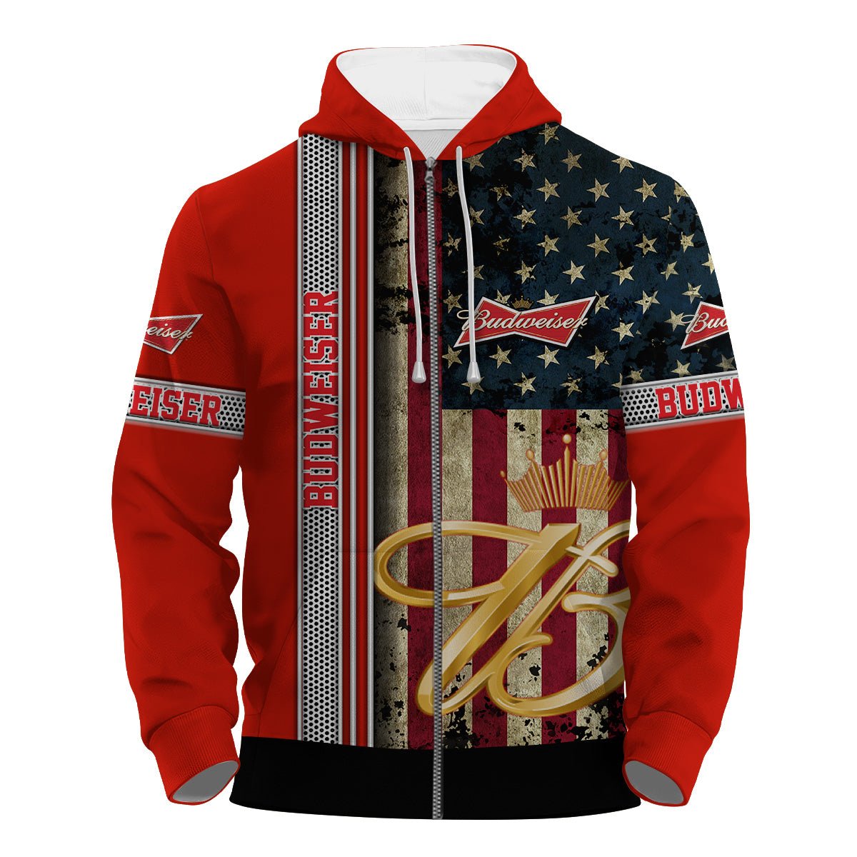 Budweiser Stainless Steel American Flag Hoodie & Zip Hoodie - Flexiquor.com