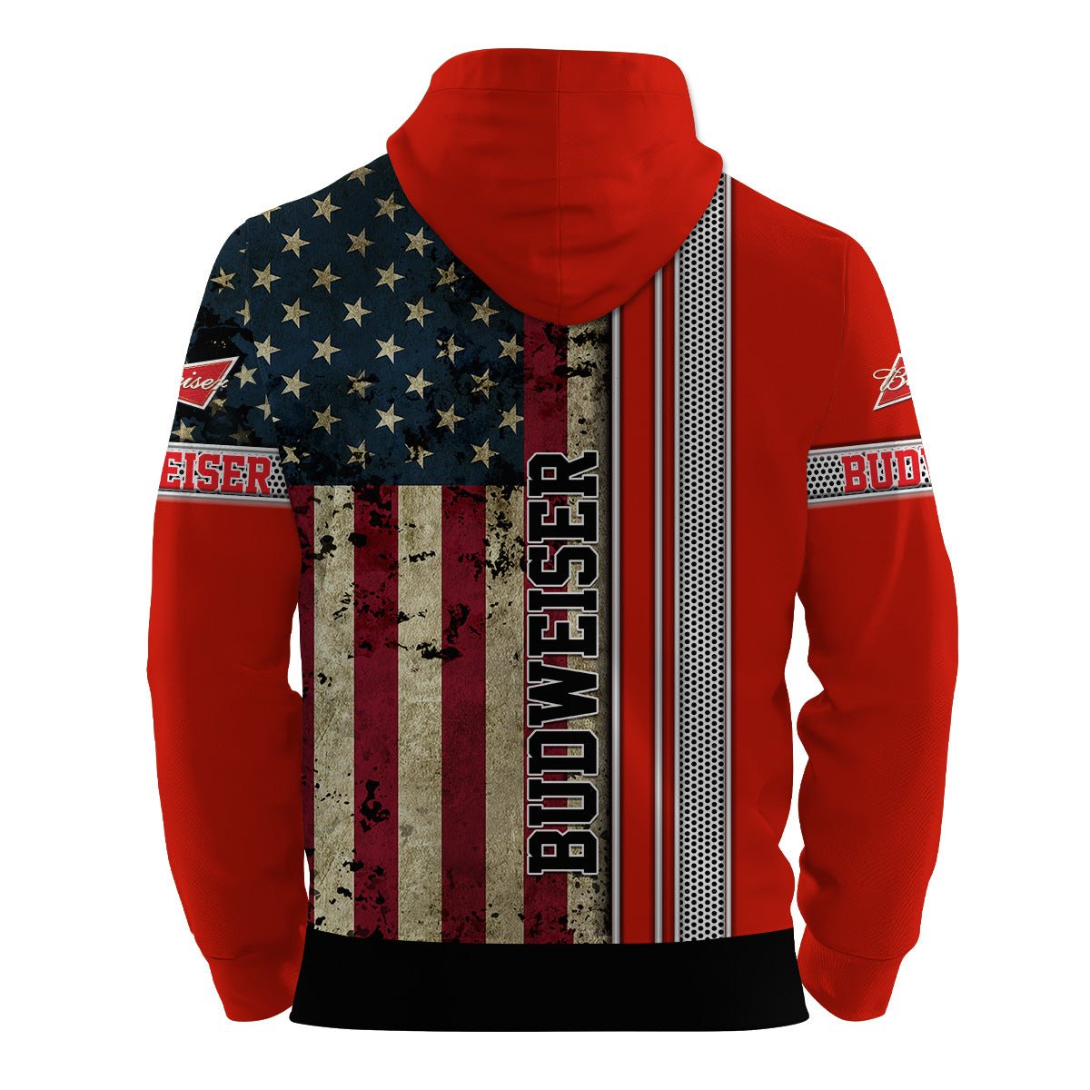 Budweiser Stainless Steel American Flag Hoodie & Zip Hoodie - Flexiquor.com