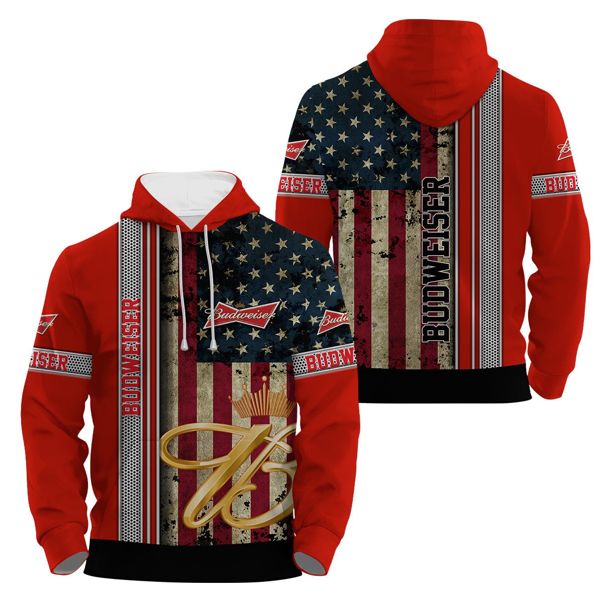 Budweiser Stainless Steel American Flag Hoodie & Zip Hoodie - Flexiquor.com