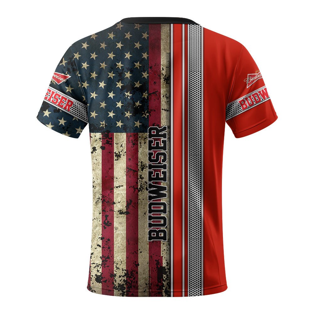 Budweiser Stainless Steel American Flag T-Shirt - Flexiquor.com