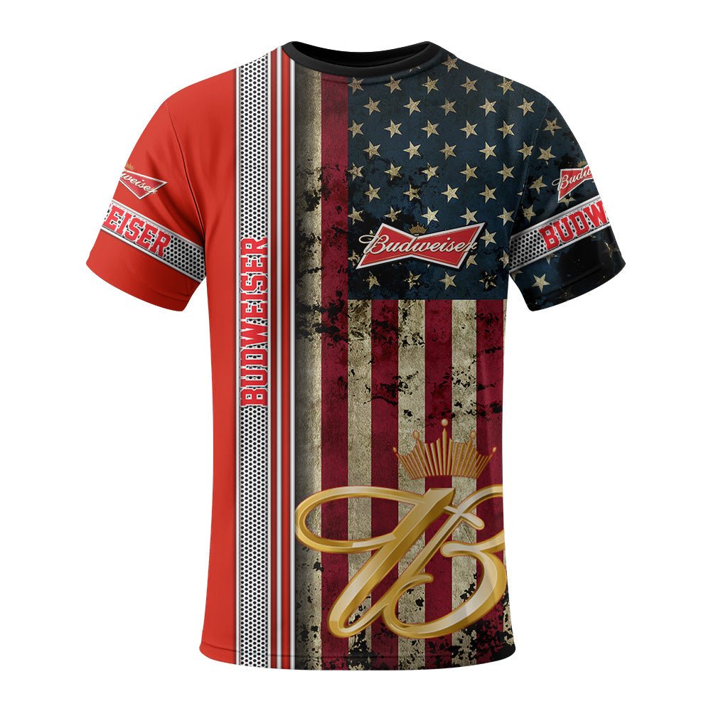 Budweiser Stainless Steel American Flag T-Shirt - Flexiquor.com