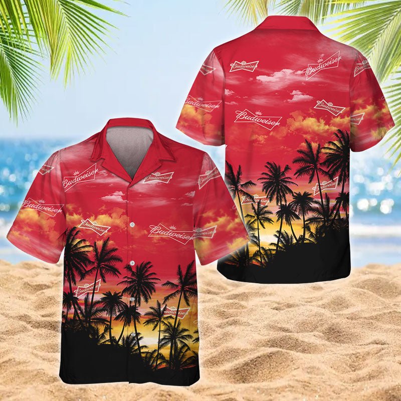 Budweiser Sunset Men's Plus Size Hawaiian Shirt - Flexiquor.com