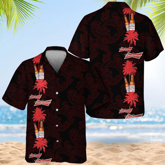 Budweiser Stripe Hawaiian Shirt