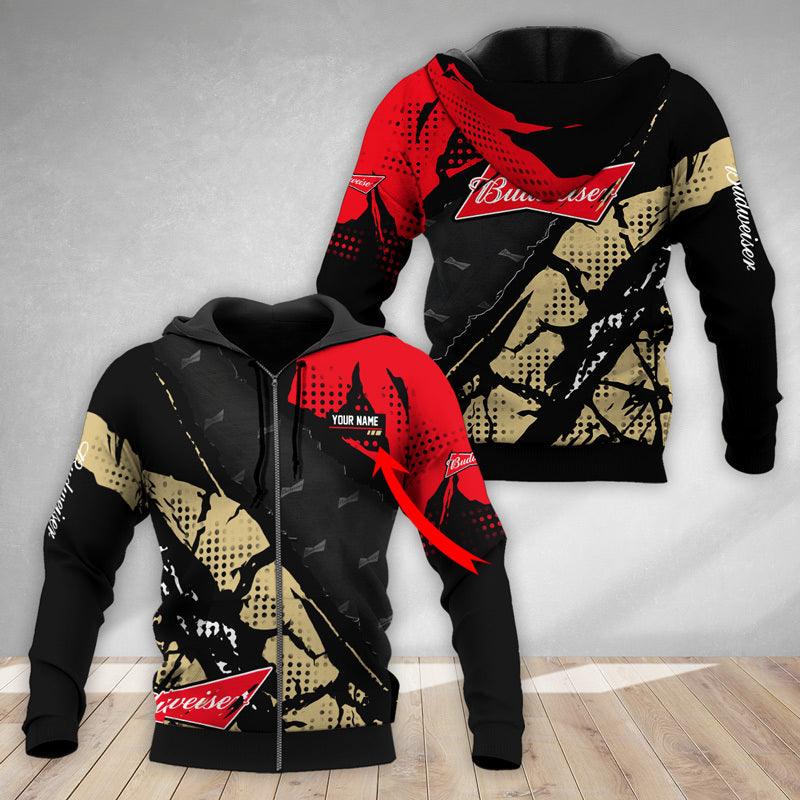 Personalized Halftone Budweiser Beer Hoodie & Zip Hoodie