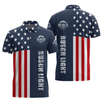 Busch Light America Flag Polo Shirt - Flexiquor.com