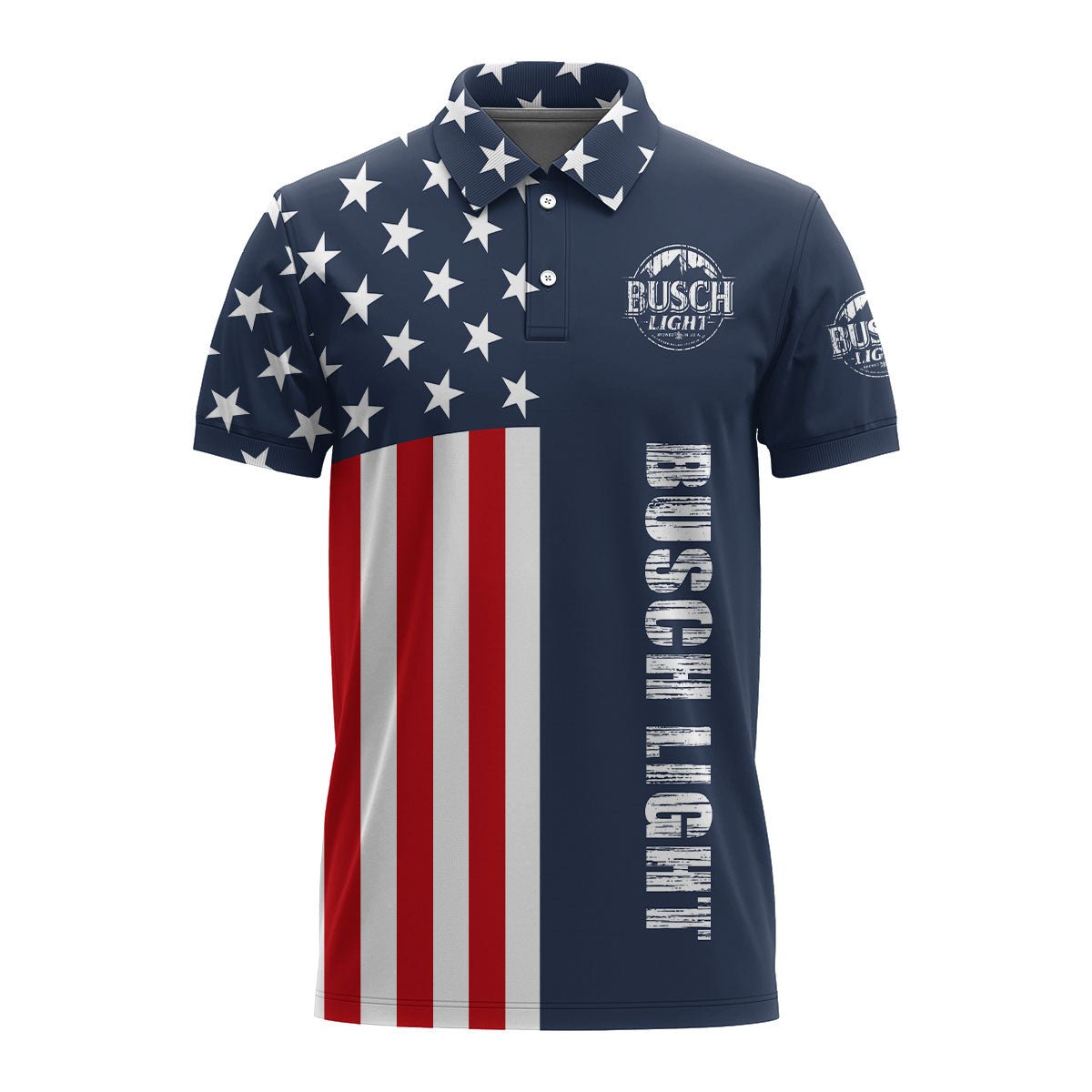 Busch Light America Flag Polo Shirt - Flexiquor.com