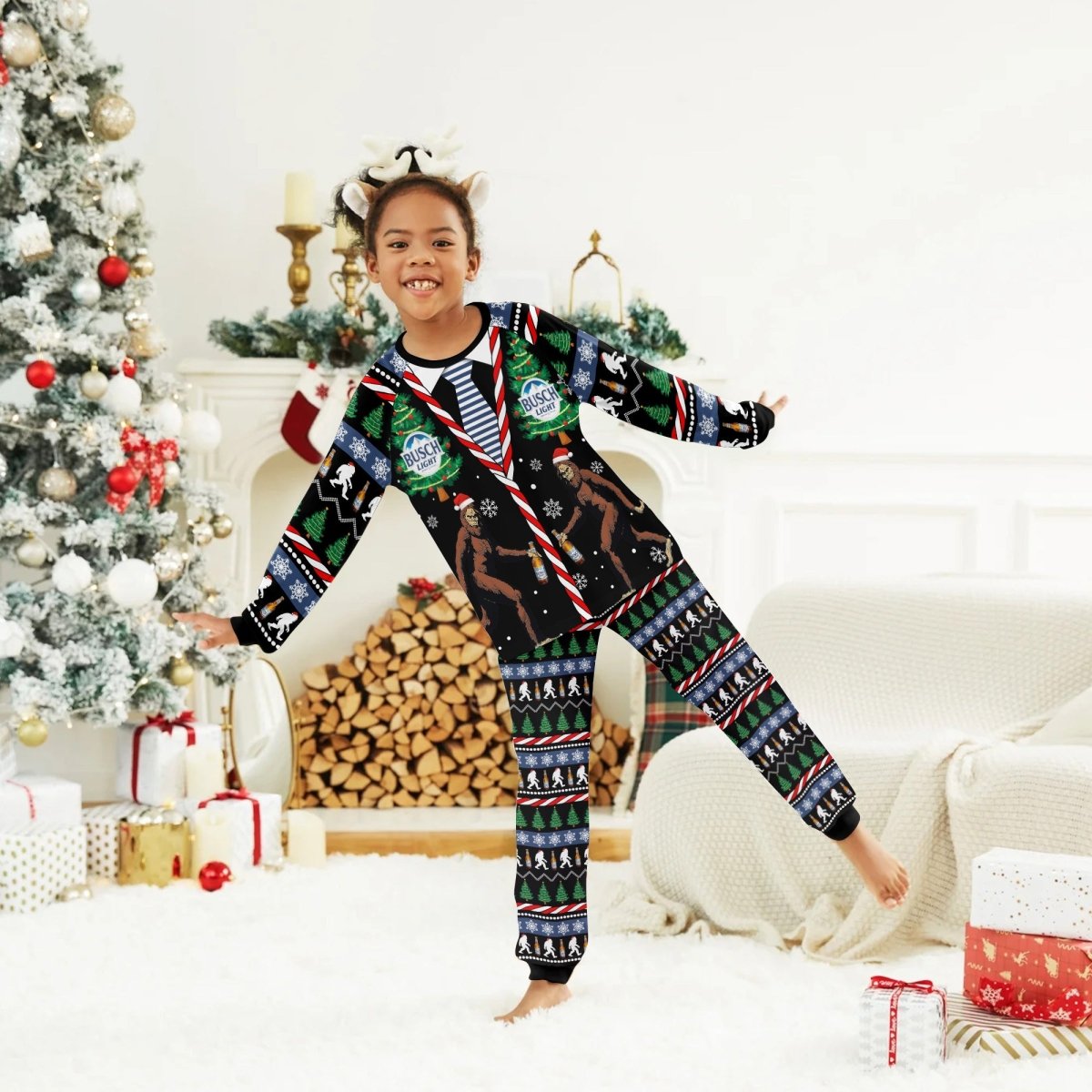 Busch Light Christmas Bigfoot Family Pajamas Set - Flexiquor.com