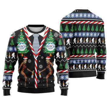 Busch Light Christmas Bigfoot Ugly Sweater - Flexiquor.com