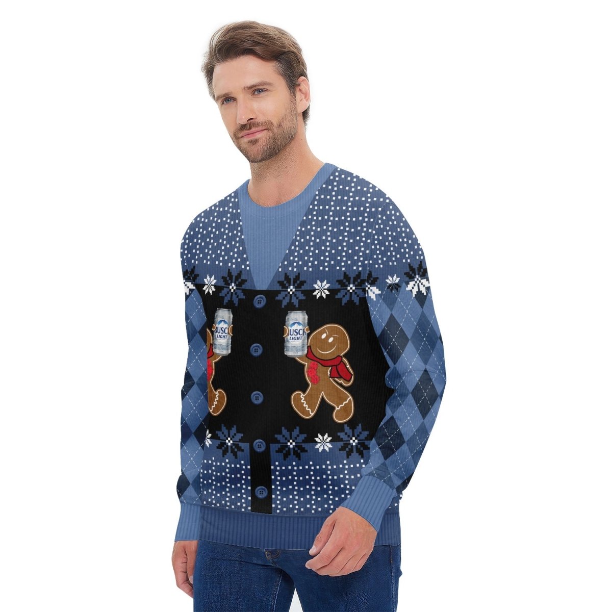 Busch Light Christmas Gingerbread Ugly Sweater - Flexiquor.com